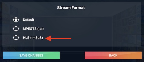 Smarters Stream Format Settings